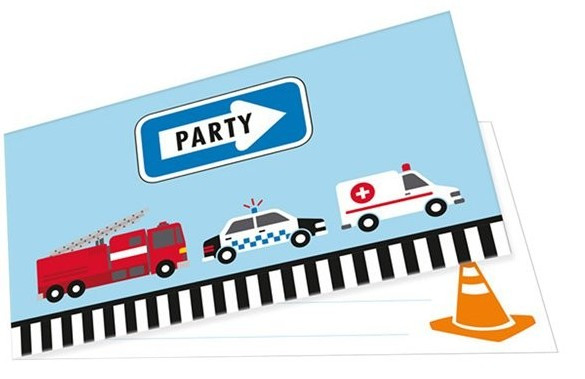 8 Traffic Party Einladungskarten