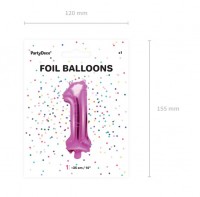 Vorschau: Zahl 1 Folienballon fuchsia 35cm