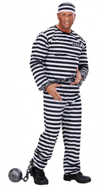 Strafgefangener Kostüm Schwarz-Weiß