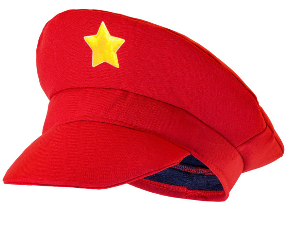 Klempner Mütze rot mit Stern 3