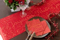 Roter Joyeux Noël Sternchen Tischläufer 28cm