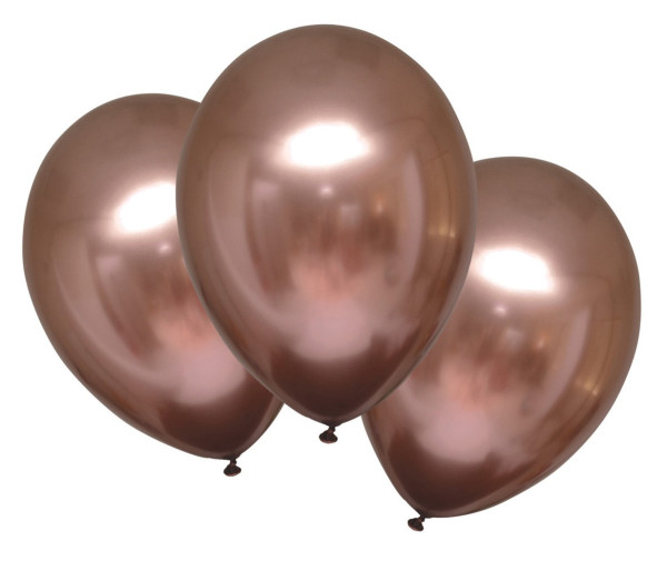 6 shiny satin balloons rose gold 27.5cm