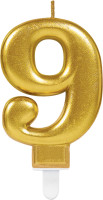 Candelina numero 9 oro metallizzato