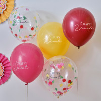 5 farverige glade Diwali-balloner