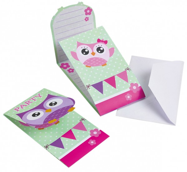 Lovable owls couple invitation card 8 pieces