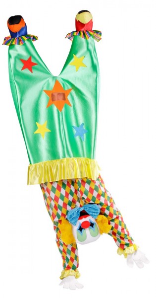 Grappig clown kostuum met hoofdstandaard