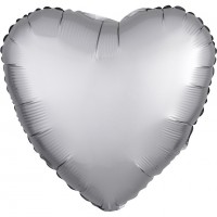 Hjerte folie ballon Luxe sølv satin look