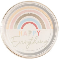8 platos de papel Happy Everything arcoíris 25cm