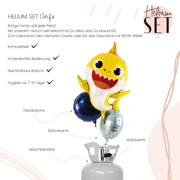 Baby Shark Ballonbouquet-Set mit Heliumbehälter 3