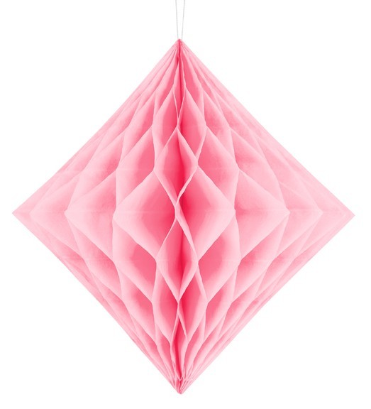 Diamond honingraat bal licht roze 30cm
