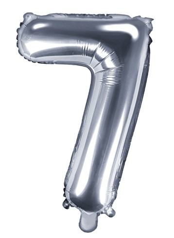 Nummer 7 folieballon zilver 35cm
