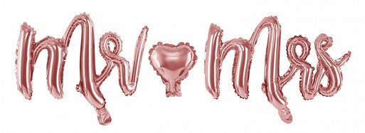 Set de globos de papel de aluminio Mr & Mrs de oro rosa