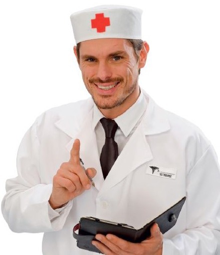 White-red paramedic doctor cap