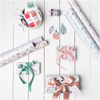 Preview: Green FSC wrapping paper tree decorations