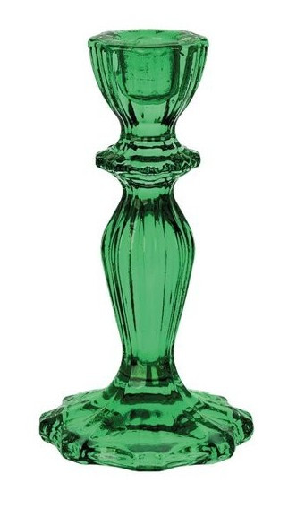 Glass candlestick green 16cm