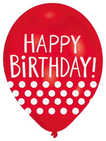 6 Happy Birthday Ballons mit Punkten 28 cm 4