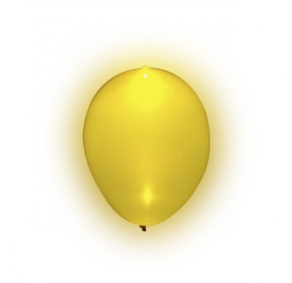 5 świecących balonów Partynight LED Żółty 23 cm