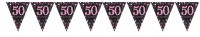 Roze 50e verjaardag wimpel ketting 4m