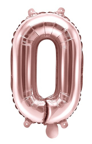 Metaliczny balon z cyfrą 0 różowe złoto 35 cm