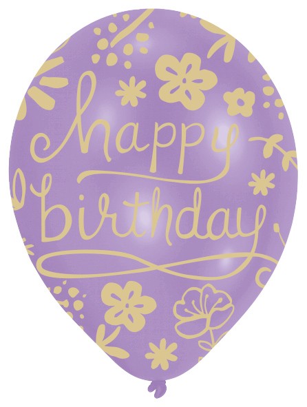 6er Mix Florale Happy Birthday Luftballons 6