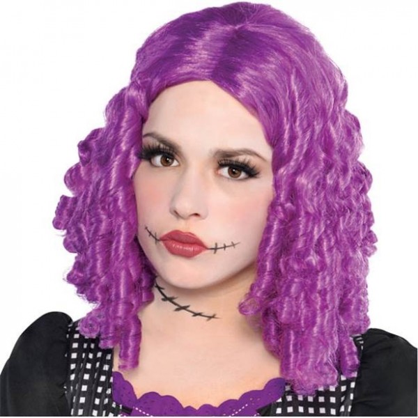 Parrucca con riccioli di bambola viola