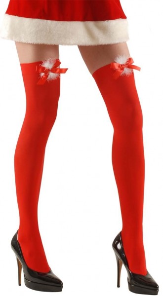 Medias rojas con lazo de Navidad sexy
