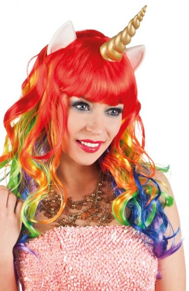 Parrucca da donna colorata con corno