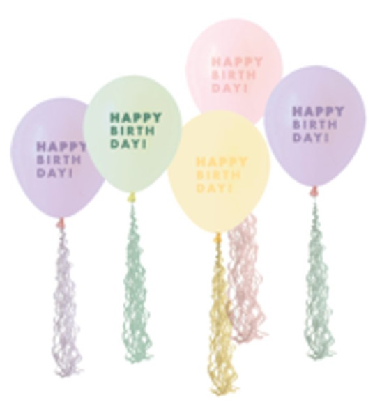 5 Birthday-Ballons Bella Pastell 30cm