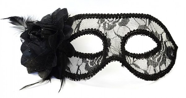 Elegante schwarze Maske mit Rose