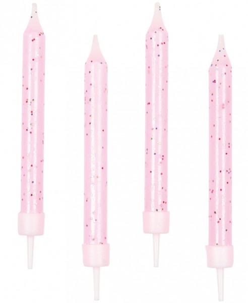 10 Candy Princess födelsedagsljus rosa