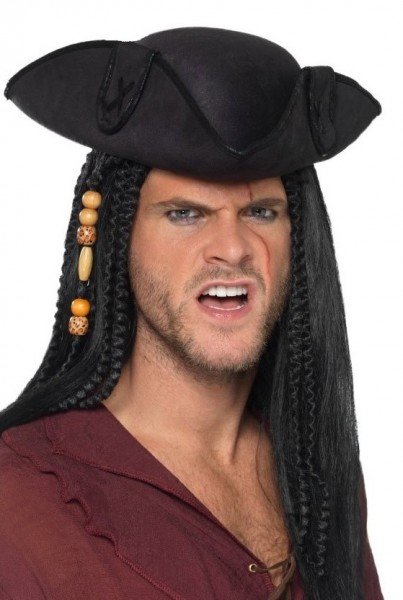 Sombrero pirata tricornio para adulto negro 2