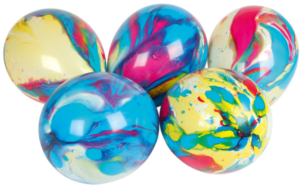 Set med 8 ballonger färgglada marmorerade