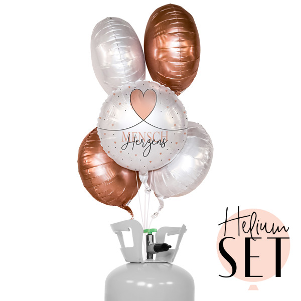 Herzensmensch Ballonbouquet-Set mit Heliumbehälter