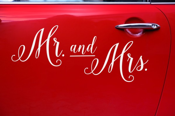 Mr & Mrs Autosticker weiß 4