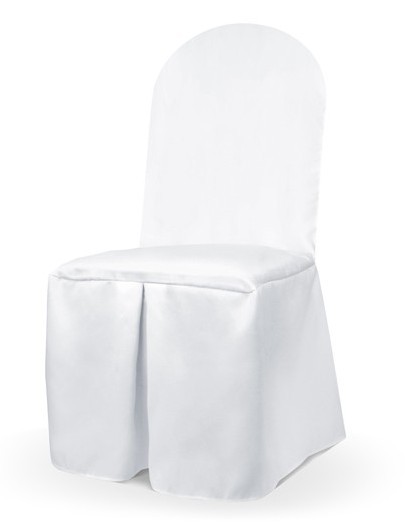 Biały pokrowiec na krzesło z fałdą 92cm