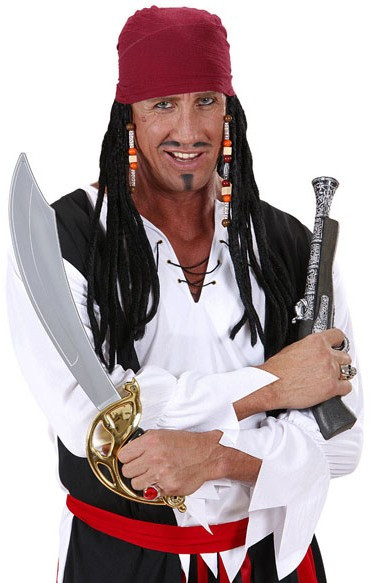 Pirate captain men's wig with bandana