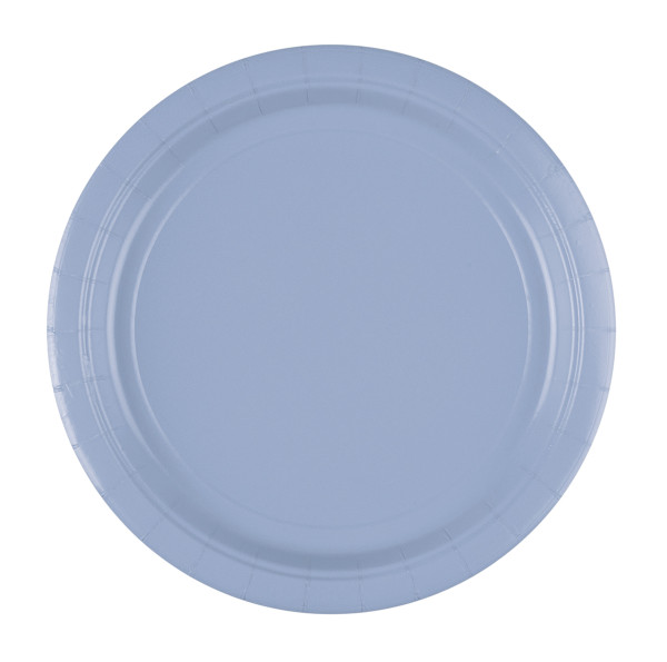 8 platos de papel azul pastel 23cm