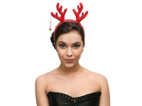 Preview: Red reindeer headband with gold bells