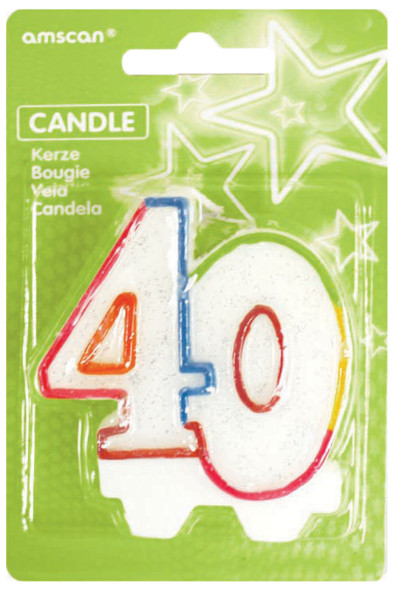 40th Birthday Cake Candle Kolorowe przyjęcie urodzinowe