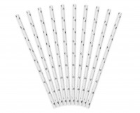 Preview: 10 star paper straws white silver 19.5cm