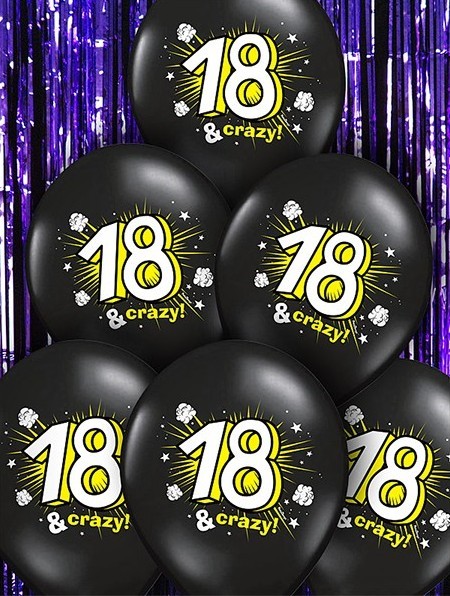6 palloncini "18 & crazy!" 3