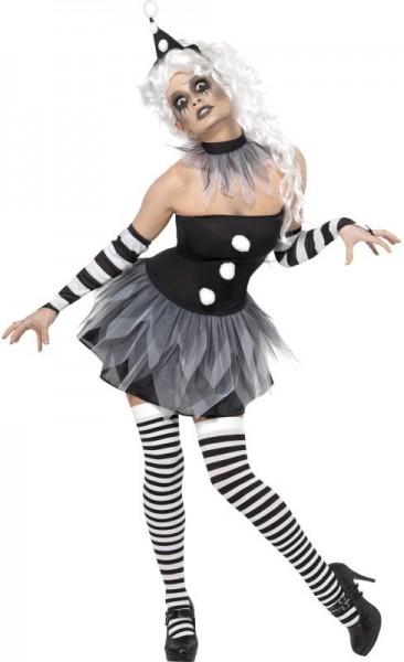 Zirkusclown Pirrot Damen Kostüm Horror Halloween