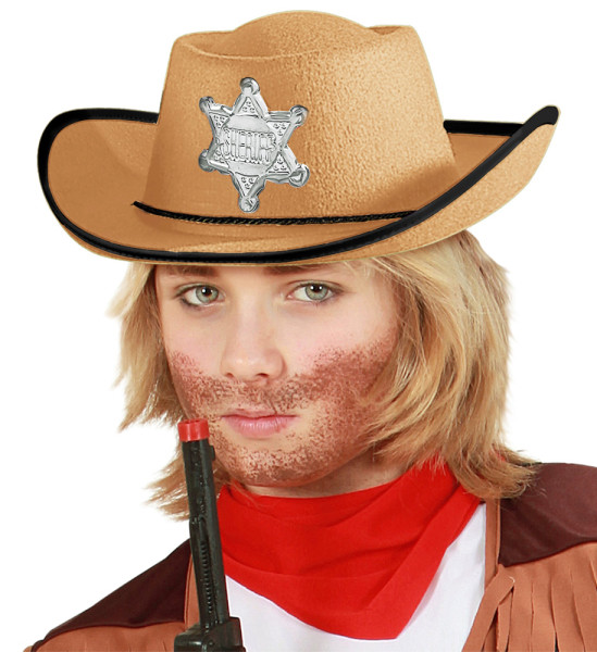 Sheriff Cowboy Hut für Kinder in Beige