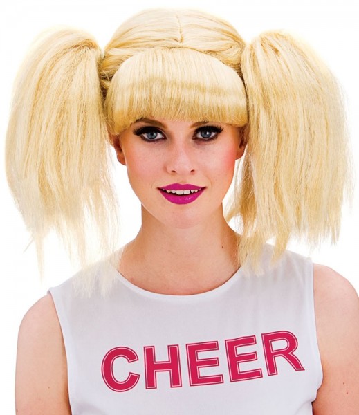 Blonde Justina cheerleader treccia parrucca