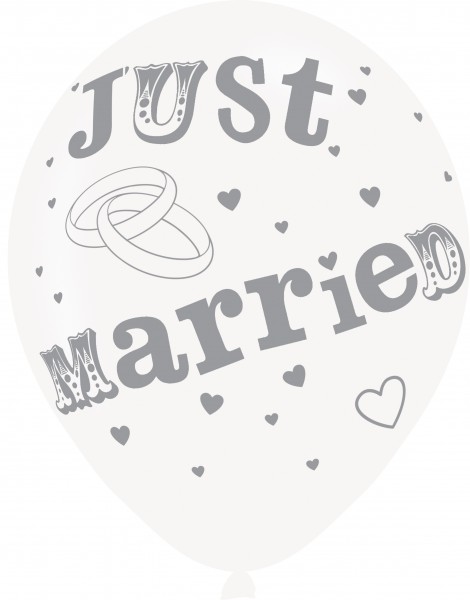 6 just married balloons 27.5cm 2