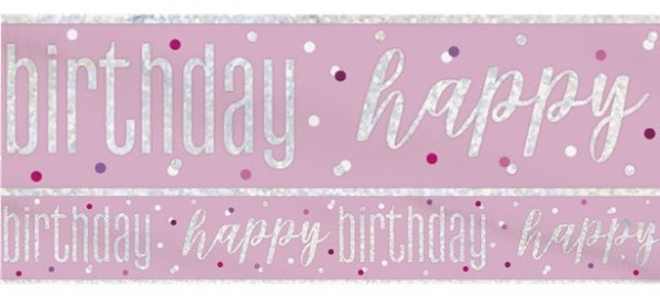 Banner di compleanno con puntini rosa 2,75 m
