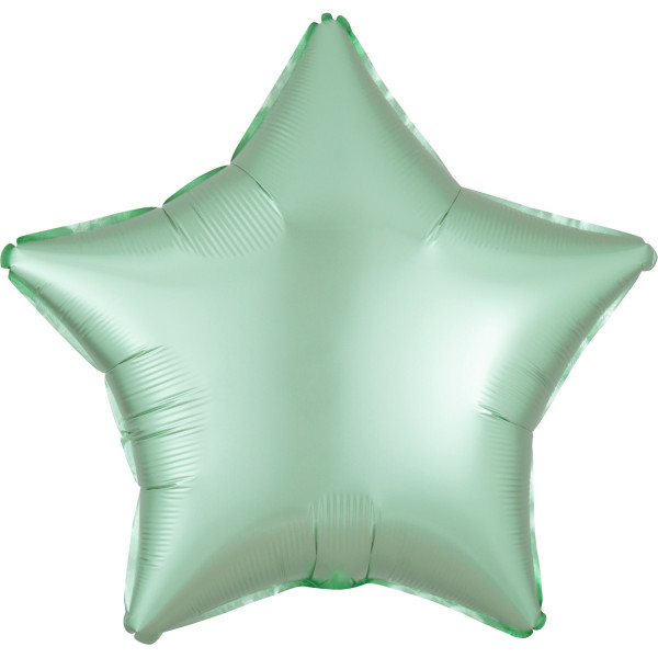 Satynowy balon w gwiazdki 43 cm miętowy