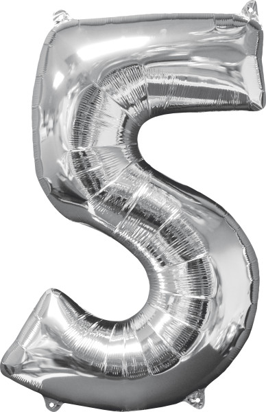 Folieballon nummer 5 sølv 66cm