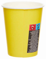 Widok: 8 papierowych kubków w kolorze słonecznie żółtym o pojemności 227 ml