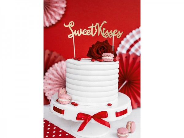 Décoration de gâteau Sweet Kisses Gold 16cm 3